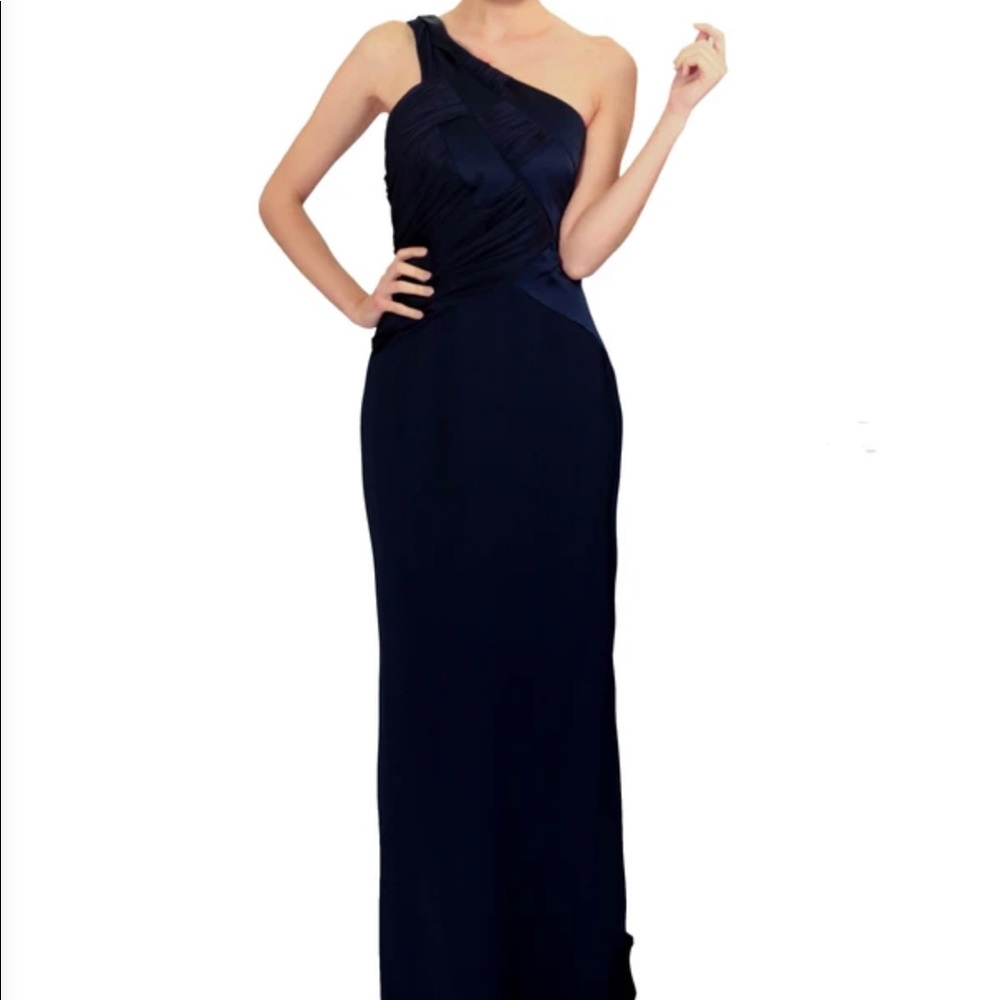 Badgley Mischka Collection Basket Weave One Shoulder Gown